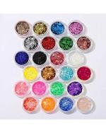 WorldWesties Sequin Nail Art Decoration Flake Ultra Fine Glitter Pack of 24 Pieces