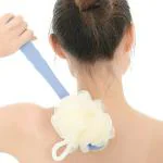 GRIDLAB 2 IN 1 Bath Body Brush with Soft Loofah and Bristles,Back Scrubber with Curved Long Handled Shower Brush for Wet or Dry, Women & Men Body Cleaning Brush