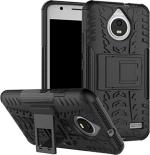Accessories Kart Motorola E4 Black Plastic, Polycarbonate Shockproof Kickstand Back Case Cover