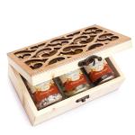 Jaiccha Ghasitarm Gifts Natural Wood Carving Box with Paan Raisins, Silver Supari and Banarsi Paan-210 gram