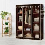 BE MODERN 10 Shelves Wood Print Carbon Steel Collapsible Wardrobe (Finish Color -15_BROWN, DIY(Do-It-Yourself))