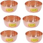 Shivshakti Arts Copper Bowl Hammered Designed ::Set of 6 Copper Dessert Bowl (Brown, Pack of 6)