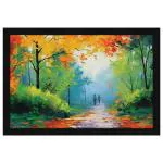 ArtX Multicolor Romantic Couple Nature Walk Scenic Framed Wall Art Painting 13 X 19 Inch
