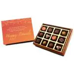 ZOROY Luxury Chocolate Diwali Gift Pack | Organic looking Deepavali wooden box with Festive message containing 12 assorted chocolates 120gms | Online Chocolate Gifts Combo | Deepawali Chocolate