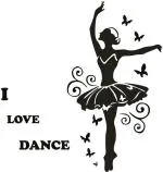 Lanstick Vinyl Multicolor I Love Dance Dancing Girl Image Self Adhesive Wall Sticker 24 inch