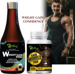 Riffway Pro Weight Gainer/Body Building Weight Gain Capsule & Weight Gain Syrup Combo Weight Gainers/Mass Gainers (200.31 ml, No Flavour)