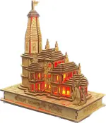 Chkoteravatiya Big Size 8inch Ram mandir Model 3D With Multicolour Light effect Decorative Showpiece - 18 cm- (Wood, Brown)