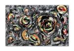 Tamatina Multicolor Jackson Pollock Art Ocean Greyness Abstract Dripped Canvas Painting - 13X9 Inch