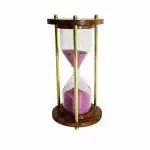 Wooden and Brass Sand Timer Hour Glass 5 Minutes Size Height 14.5 cm Ideal for Exercise Tea Making, Home & Kitchen Office Table Desk