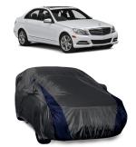 SHIVRAT Presents Semi Waterproof and Dustproof Car Body Cover Compatible With Mercedes Benz C220 All Variants_Grey & Blue design With Mirror Slots