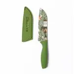 Carote Kitchen Knife, Stainless Steel Santoku, Chef's Knife, with Blade Cover, Green, 5 inch