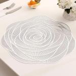 TINDLER KNOTS Placemats Silver Set of 6 for Dining Table Washable Pvc Metallic Placemats Non-Slip Heat Resistant Kitchen Table Mats