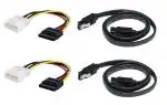 AdzMozi -SATA III Sata 3 Data Cable with Locking Latch 4 Pin Molex to 15 Pin Power Cable Combo for Internal Hard Disk Drive, HDD, SSD and DVD Writer - Pack of 2