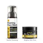 Ustraa Bright Skin Routine Combo - Foaming Face Wash - For Skin Brightening - 150 ml | Helps Prevent Blackheads | NO SLS & De-Tan Cream 50g - For Tan removal | With Japanese Yuzu | Prevents Dark Spots
