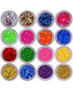 WorldWesties Glitter 16 Container Art Craft and Nail Art in Different Shapes and Colors Pack of 16
