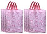 Kuber Industries Pink Paper, Plastic Tote Carry Bags With Handles (Pack Of 6)