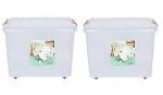 Aristo Transparent Plastic Aristo Multipurpose Rectangular 25 Ltr Storage Box 25 litres (Pack of 2)
