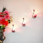 Blissful Decors Set of 3 Metal S Shape Wall Hanging Candle Holder Wall Art Tealight Hanging Candle Holder Home Lights for Decoration Set of -3 (RED)