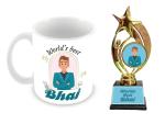 Jiya EnterpriseTuelip White Ceramic World'S Best Bhai Trophy With Printed Bhai Coffee Mug Birthday Gift For Brother - 350 ML