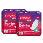 Sirona Cottony Soft Rash Free Sanitary Pads for Women - XL (Pack of 10) + XL+ (Pack of 10) , Ultra Soft & Breathable Top Layer , Highly Absorbent Core with Wide Coverage for Leakage Protection