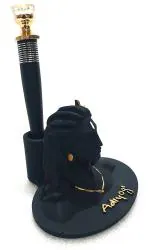 Pgen Matt Black, Blue Metal Diamond Design Pen & Adioygi Sculpted Table Top Pen Stand