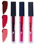 bq BLAQUE Matte Liquid Lipstick Combo of 3 Lip Color # 106-109-111 (Chocolate Mood, Dark Pinkish Red, Pinkish Peach, 12 ml)