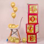 Solid 4 Pcs Love Letter Balloon Box/Pastel Red Surprise Box/Transparent Box Balloon?(Red, Pack of 4)