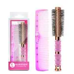 Majestique Premium Round Hair Brush with Comb | Roller Curling Brush for Men & Women | Ideal for Detangling, Blow Drying & Smooth Hair | Perfect for All Hair Types - 2Pcs