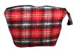 RED BLACK CHECK COSMETIC POUCH