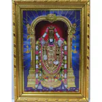 pujaNpujari God Photo Frames Lord Tirupati Balaji Venkateswara Perumal Swamy Gold Coated Synthetic Photo Frame for Wall Hanging Puja Mandir Small