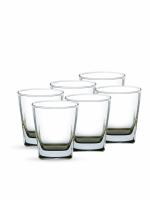 Basicbelle Crystal Clear Transparent Plaza Glass Whiskey, Juice, Bourbon, Water, and Cold Drinks Glass 250 ml (Set of 6)