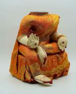 Puja N Pujari Varalakshmi Idol Set with Face Multi Color Saree (15 Inches) (Orange) Fabric