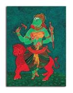 Tamatina Multicolor Rajasthani Phad Art Varaha Avatar Unframed Art Canvas Painting - 13X10 Inch