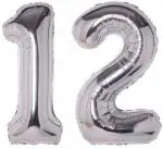 FANEX Solid Silver Foil Balloon for 12th Year Birthday Decoration (Pack of 2)