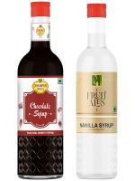 Dhampur Green Dessert Toppings Variety Pack, 300 ml Each, Chocolate and Vanilla Syrup Combo Pack