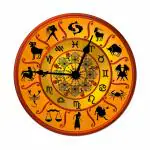 eKARTIK Zodiac Sign Printed Design Round Wooden Wall Clock Without Glass for Your Home/Living Room/Bedroom/Kitchen and Office (Multicolor, 11X11 inches)