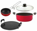 Nirlon 4 pcs of Red Non-stick Aluminium Kitchen Cookware Set
