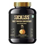 Kickass 100% Whey Protein Concentrate - Kesar Badam with Added Digestive Enzymes and Immunity-Boosters 2Kg