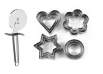 FIRST FRONT Stainless Steel SS Pizza Cutter With Cookie Cutter Stainless Steel Cookie Cutter with 4Shape and (Multicolour, Pack of 2)