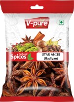 V pure Fresh Badyan 100gm | Whole Star Anise Spice | Sabut Chakri Phool | Badhiyan Phool | Highly Fresh and Aromatic | Imported Form Vietnam | Aroma Spice fresh & Natural Masala