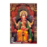 SHASWAT ART lalbaug ka raja Painting Sparkle Coated Self Adhesive Wallpaper Without Frame Digital Reprint 24 x 36 inch ,multicolor