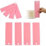Rabbonix Pink Plastic Tall Cake Scraper Cutter Tool for Icing and Decoration Pack of 4