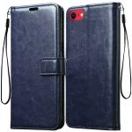 Frazil Vintage Leather Finish Flip Cover for Apple iPhone SE 2020 | Inside Pockets & Inbuilt Stand | Wallet Style Back Case | Magnet Closure (Blue)