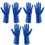 BOHEMEO Rubber FlockLined Household Hand Gloves, Pack of 6, Medium, 3 Pairs, Blue