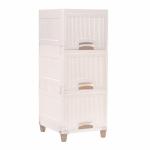 Novatic 3-Tier Storage Cabinet, Modern Kitchen Cabinet, Kitchen Furniture, Multi-Function Desk Locker, Dust-Proof, Cabinet Sliding Doors with Drawer Utensil Holder, Snacks Storage, Kitchen Organiser