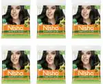 Nisha Cream Permanent Hair Colour, Long Lasting, Hair Color for Deep Shine, 100% Grey Coverage, Conditioning With Natural Herbs (40g) Natural Black (Pack of 6)