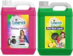 Limerick Washing Machine Liquid Detergent (Green) +Dish Cleaning Gel (Green) 5+5 Ltr Multi-Fragrance Liquid Detergent (2 X 5 L)