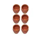 Vaghbhatt Clay Tea Cup, Traditional Handmade Earthen Clay Kulhad Tea Cups - 6 Pieces, Brown, 200ml