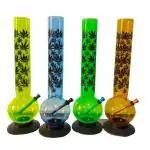 PUFF SMART Leaf Printed Acrylic Bong 16 Inch (Water Bong) Color may vary