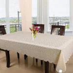 Kuber Industries Dining Table Cover 6 Seater|Table Cloth|Table Cover for Home, Restaurant| Zig Zag Design Cotton|Cream